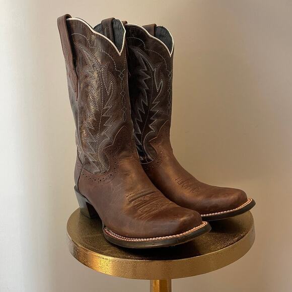 JB Dillon Reserve 9.5B Leather Cowboy Boots | Brown, Handmade in Mexico - Picture 3 of 11